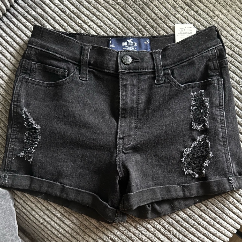 Hollister Women's Black Distressed Shorts